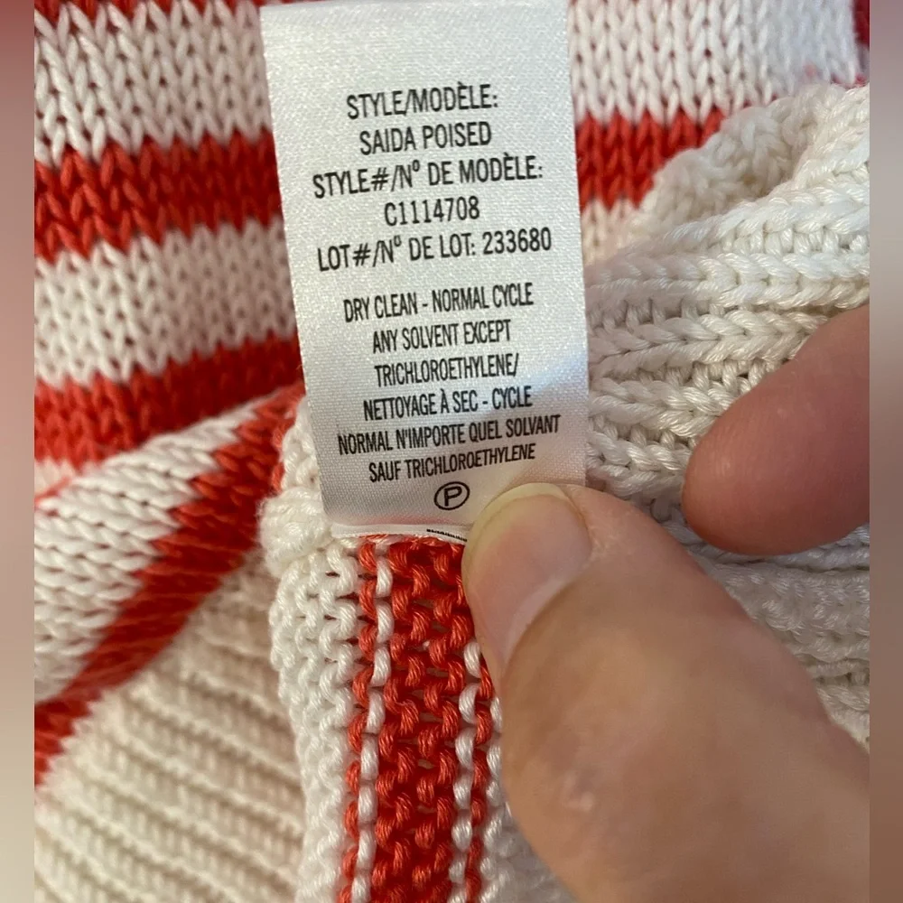 Theory Red Stripe Long Sleeve Cotton Sweater Size Medium - Picture 7 of 7